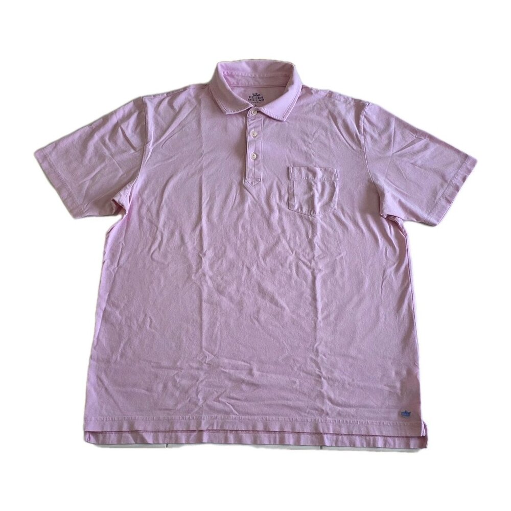 Peter Millar Seaside Wash Polo Shirt Mens L Pink SS Buttons Golf Casual Active